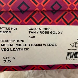 COPY - Brand new Tory Burch Metal Miller 65 mm wedge Sandals tan/rose gold